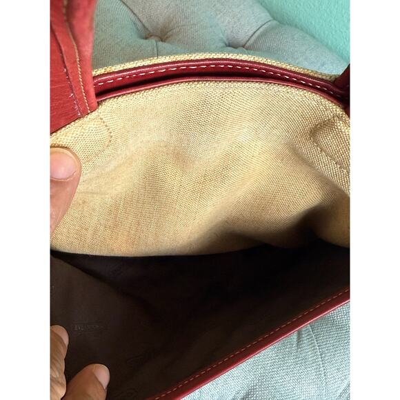 Coach 6121 Bleecker Satchel Linen Canvas & Red Leather Tote Bag*Vintage 1999 - Picture 8 of 16